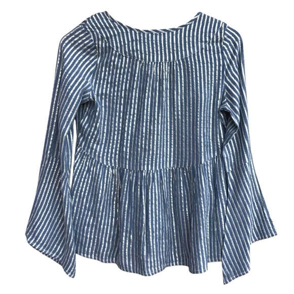Altar’d State Dusty Blue Metallic Striped Top Size M - Picture 2 of 7